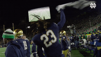Towel Jumping GIF by Notre Dame Fighting Irish