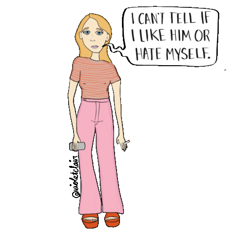 Hate Myself Sticker by Violet Clair