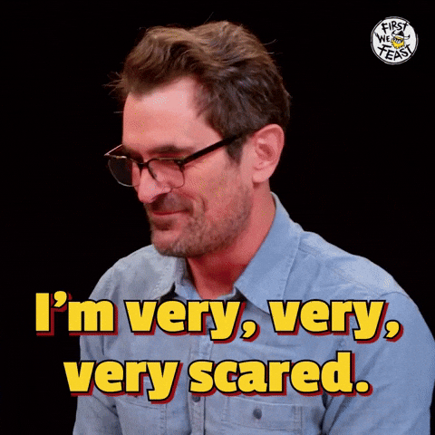 Scared Ty Burrell GIF by First We Feast