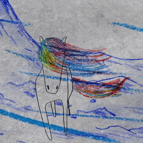 kiin animation rainbow horse wind GIF