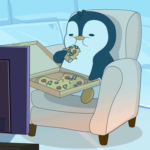 Netflix Eating GIF by Pudgy Penguins