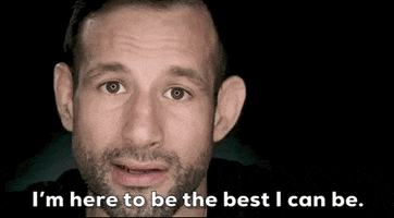 Video gif. Closeup of Carlos Verdez, a contestant on "The Ultimate Fighter," speaking to camera with conviction. Text, "Here to be the best I can become."