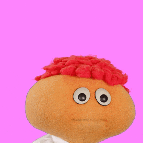 Video gif. Gerbert the Puppet bobs his head with a blank expression, saying, "That was kinda funny."