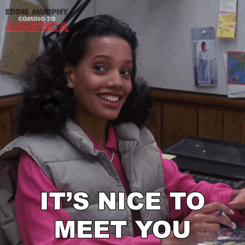 Movie gif. Shari Headley as Lisa in Coming to America nods with a broad smile as she turns and says, "It's nice to meet you."