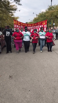 McDonald's Workers March to Company Headquarters as Part of Nationwide Strike Against Sexual Harassment