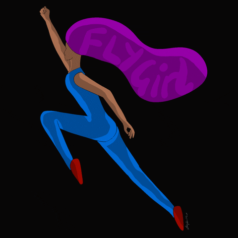 Amyjonesillustrated girl hair fly purple GIF