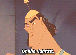 Disney gif. Kronk from The Emperor's New Groove finally gets it. His eyes widen, then he slyly points left of frame with an oven mitt on his hand as he says: Text, a long, drawn-out "Oh, right."