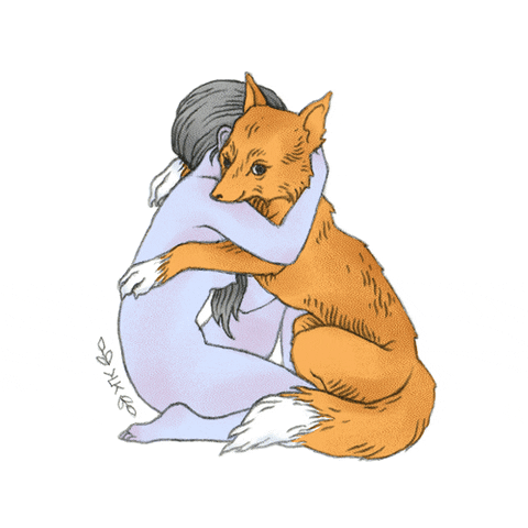 Fox Hug GIF by Liisa Kivimae