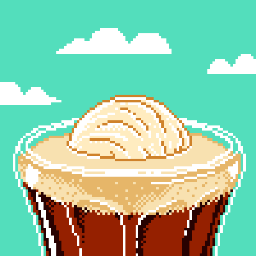 Illustrated gif. Polar bear happily bobs belly-up on the top of a rootbeer float, then flips forward so his back resembles a scoop of ice cream