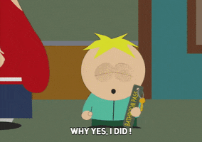 butters stotch smiling GIF by South Park 