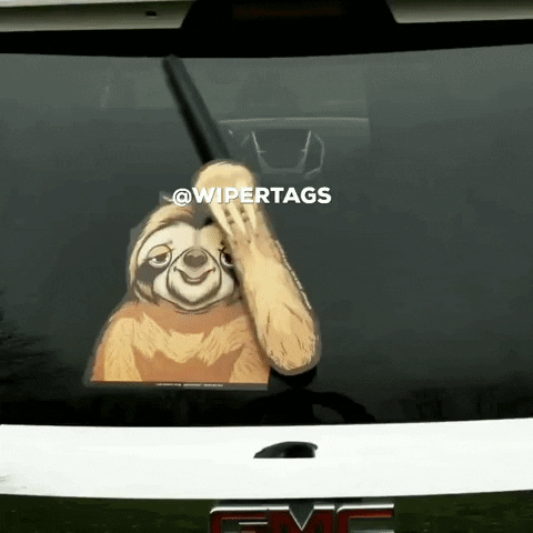 sloth waving GIF by WiperTags Wiper Covers