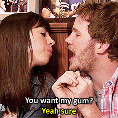 couple parks and rec gum you want my gum GIF