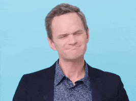 Celebrity gif. Against a light blue background, Neil Patrick Harris tilts his head and squints skeptically, then asks: Text, "Why?"
