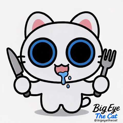 Cute Animation Hungry Cat GIF