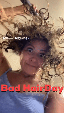 Bad Hair Day Smile GIF by Tricia Grace - Find & Share on GIPHY
