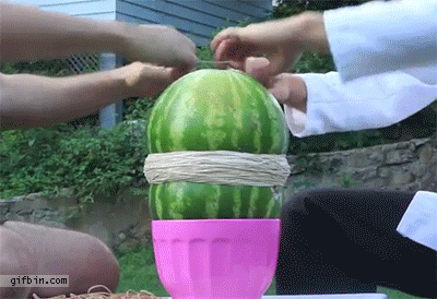  watermelon explode rubber band GIF