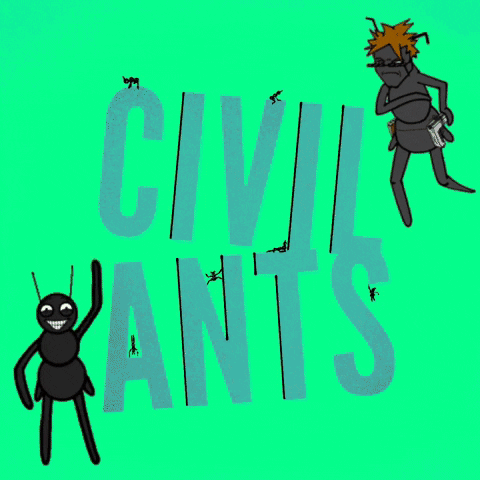 CivilAnts logo cartoon wave waving GIF