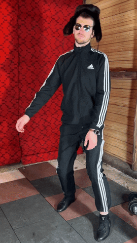 a guy in all adidas tracksuit and a beret squatting in, Stable Diffusion