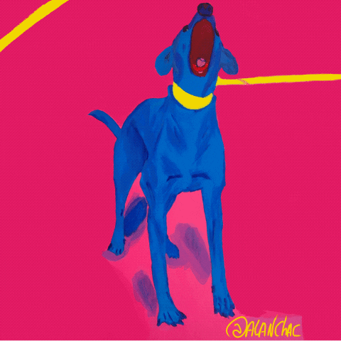alanchac art dog pink crazy GIF