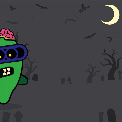 grafana halloween zombie dinosaur brains GIF