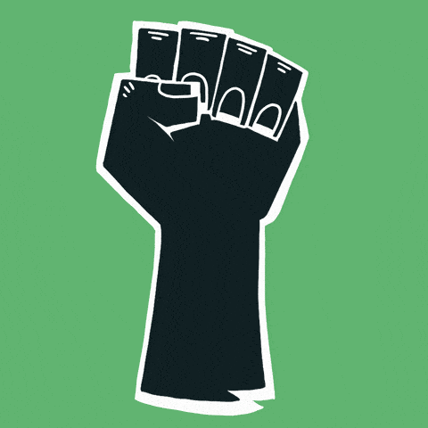 A raised fist, with the text: Black people deserve repair, healing and reparations
