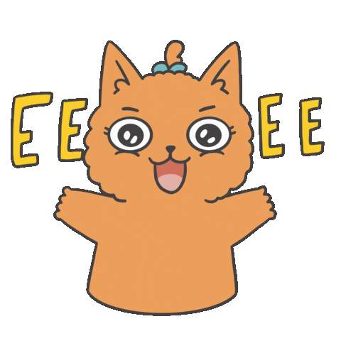 Happy Excitement Sticker by Cat and Cat Comics