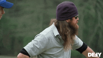 Reality TV gif. Jase Robertson from Duck Dynasty cranks his neck to turn and look at someone with utter disbelief on his face.