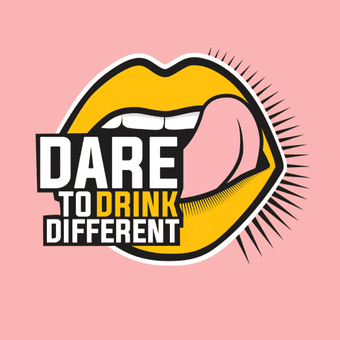 DaretoDrinkDifferent logo tongue mouth licking GIF