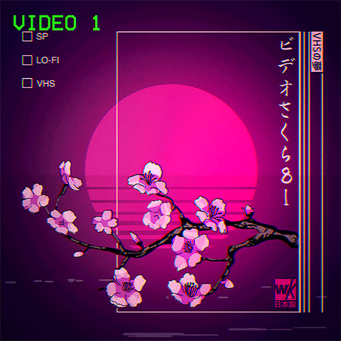 warakami pink glitch vhs neon GIF