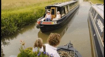 retro holiday england channel narrowboat GIF