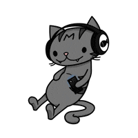cat with headphones animated gif