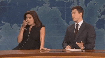 colin jost spit GIF by Saturday Night Live