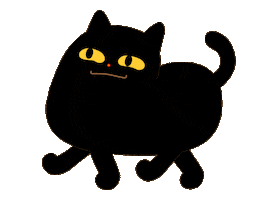Happy Black Cat Sticker by Aya Kneitner