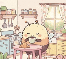 Good Morning Drinking GIF by KuteCosmos | Home of Fruffy