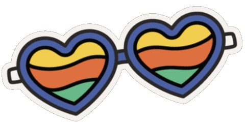 Multicolor Heart Sunglasses Aesthetic Sticker