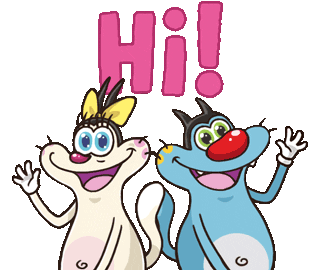Olivia Hello Sticker by Oggy and the Cockroaches for iOS & Android | GIPHY