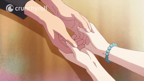 holding hands gif anime