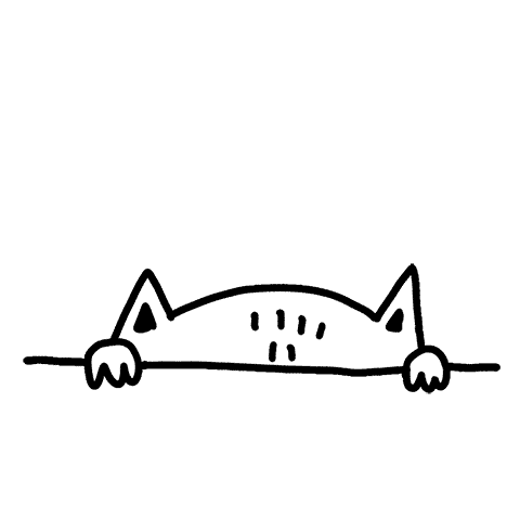 majasbok cat illustration hello black and white GIF