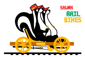 SkunkTrain skunk fort bragg mr skunk railbikes GIF