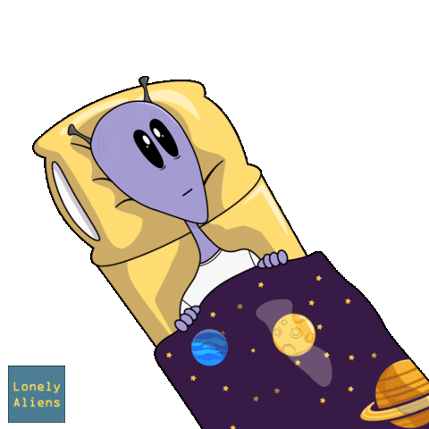 Tired Good Night Sticker by Lonely Aliens