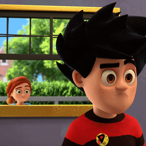 Surprised Dennis And Gnasher Unleashed GIF by Beano Studios