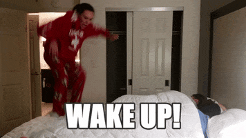 Jumping Wake Up GIF by Brimstone (The Grindhouse Radio, Hound Comics)