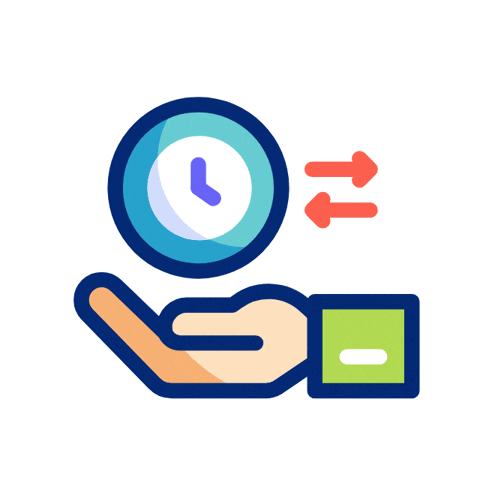 Icon of a clock representing time-saving