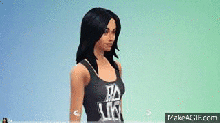 Video game gif. Someone readjusts the sizes of a female sim’’s butt and breasts in The Sims 4. 