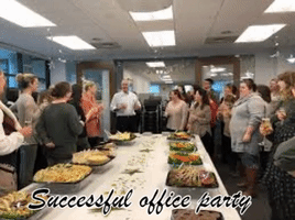 Personalassistantsruscanhelp   #Everyoneissmilling  #Yummyfoodatofficeparty GIF