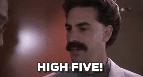 High Five Sacha Baron Cohen GIF by filmeditor - Find  Share on GIPHY