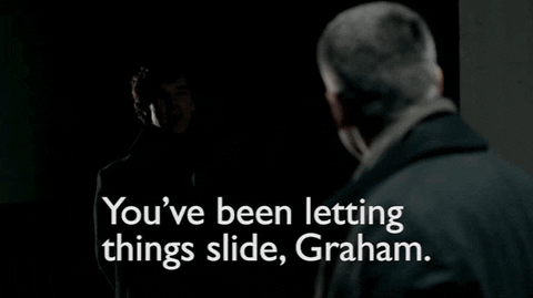 Sherlock appearing from the shadows to talk to Greg