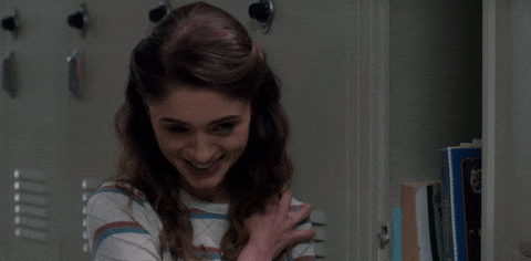 blushing stranger things GIF