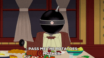 food on table robot GIF by South Park 