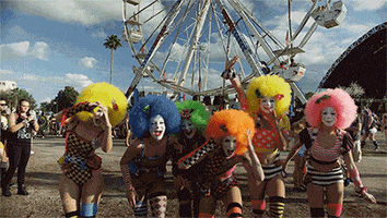 insomniacevents florida music festival clowns slow mo GIF